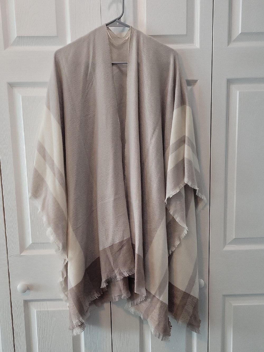 Old Navy Taupe and Cream Striped Wrap Scarf